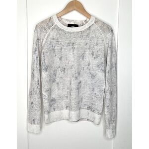 Line the Label Lightweight Fine Linen Sweater in Ivory and Grey